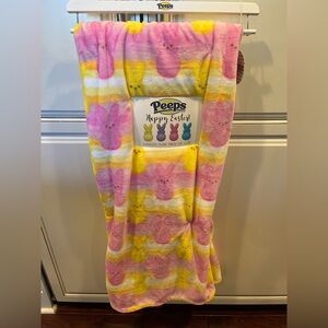 Peeps Easter Throw Blanket - Pink and Yellow Bunny Design